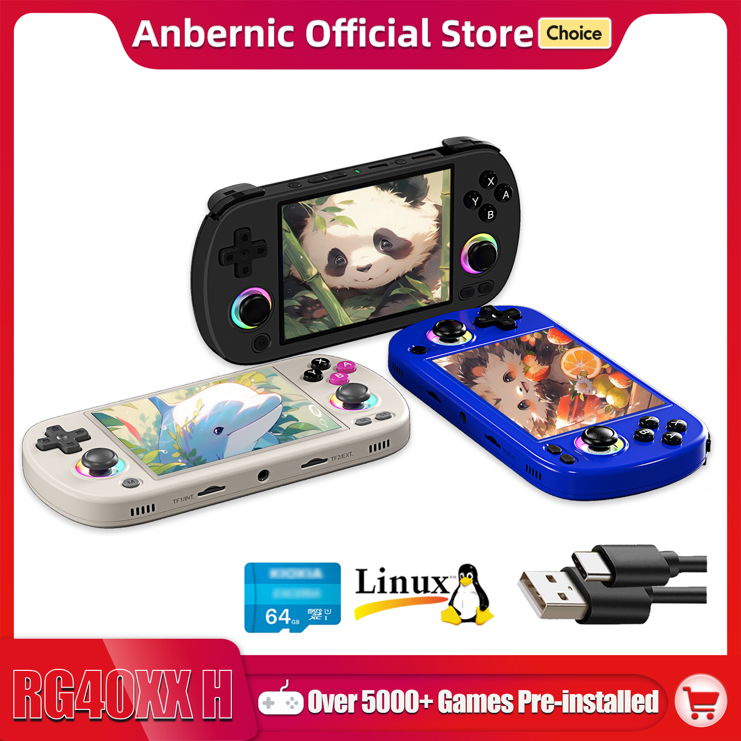 Pc Gaming Handheld Console - ANBERNIC RG40XX H Handheld Game Console